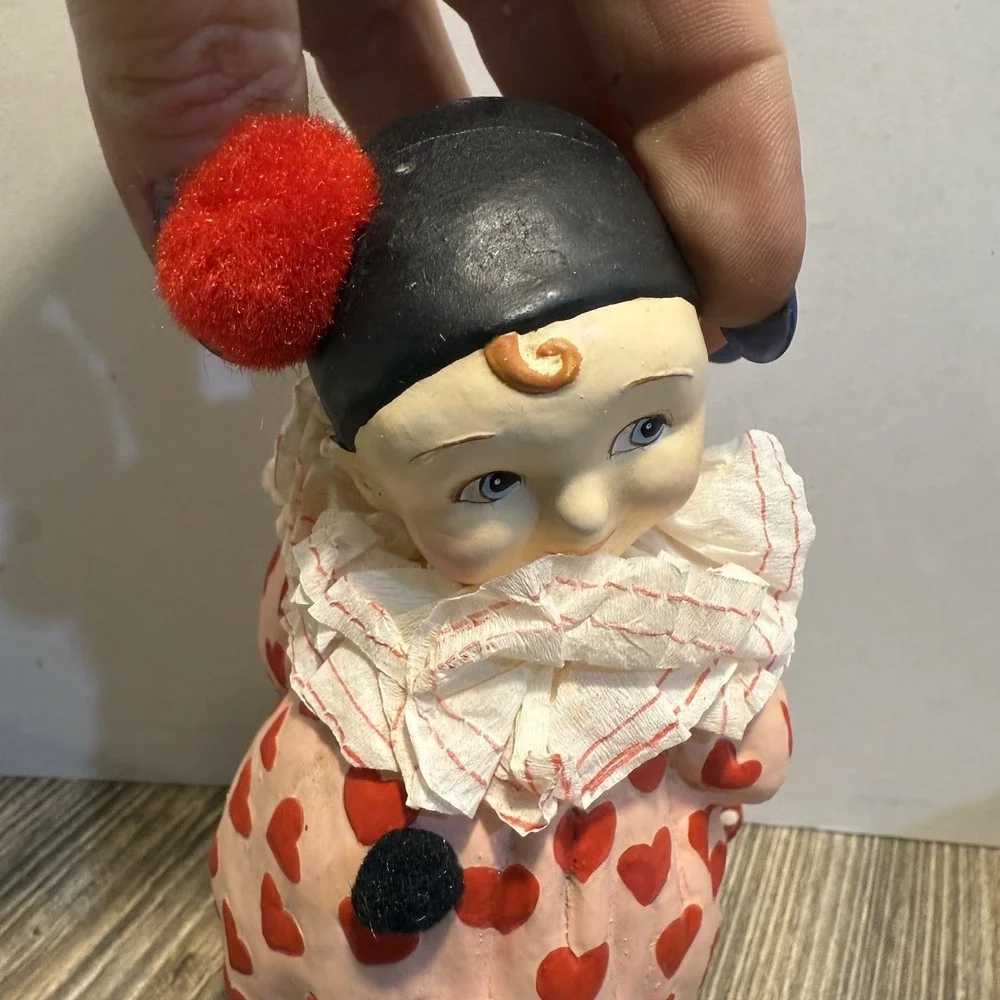 RARE Bethany Lowe Mary‎ Engelbreit Paper Mache figurine SWEET VALENTINE CLOWN